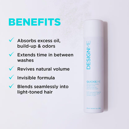 DESIGNME QUICKIE.ME Dry Shampoo Spray | Oil Absorbing | Root Lifting Shampoo for Light Tone, 339mL Design.Me