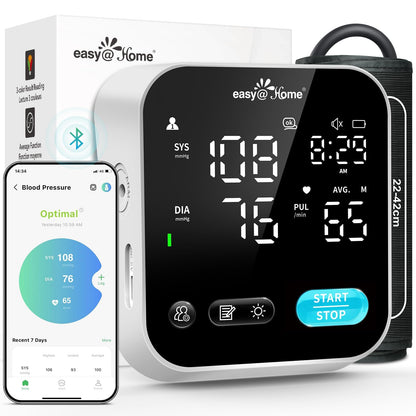 Bluetooth Blood Pressure Machine for Home Use – Easy@Home Smart BP Monitor with Free MyHeartPal App, Voice Function & LED Screen, Supports Apple & Android Devices, EBP-703T - Available at All In One Marketplace Canada