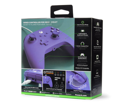 PowerA Wired Controller for Xbox Series X|S - Violet, gamepad, video game/gaming controller, works with Xbox One, Officially Licensed