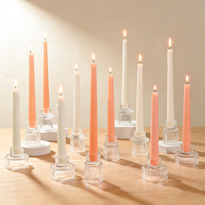 Turvono 12 Pack Ribbed Clear Glass Candle Holders for Table Centerpieces 🍁 All In One Marketplace Canada