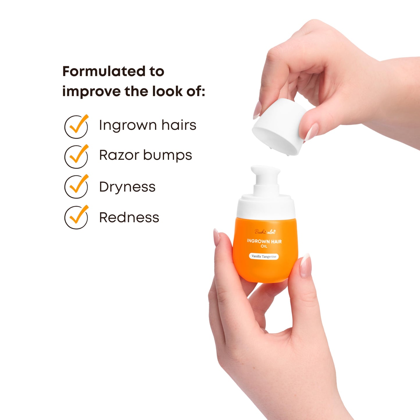 Bushbalm Ingrown Hair Oil - Helps Reduce, Repair Skin from Ingrown Hairs, Razor Bumps & Underarm Bumps - Soothe Skin from Post Shave Itchiness 30 ml - Vanilla Tangerine Oil - Formerly Sweet Escape