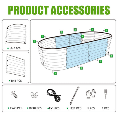 SnugNiture Galvanized Raised Garden Bed Outdoor, 2 Pcs 4x2x1ft Oval Metal Planter Box for Planting Plants Vegetables, Brown - Available at All In One Marketplace Canada