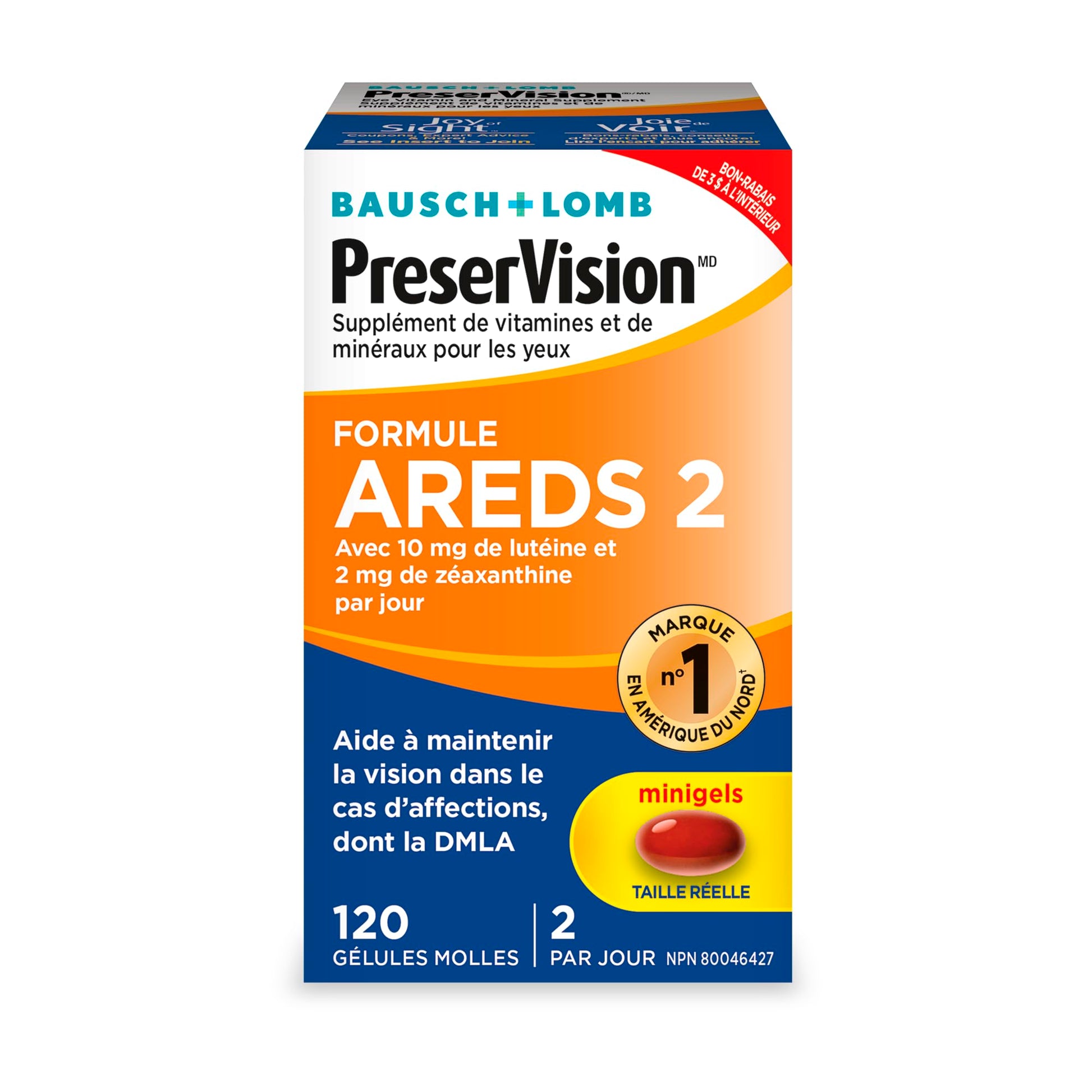 PreserVision AREDS 2 Eye Vitamin & Mineral Supplement, Contains Lutein, Vitamin C, Zeaxanthin, Zinc, Vitamin E, Eye Health Supplements for Adults, 120 Mini Soft Gels (packaging may vary)