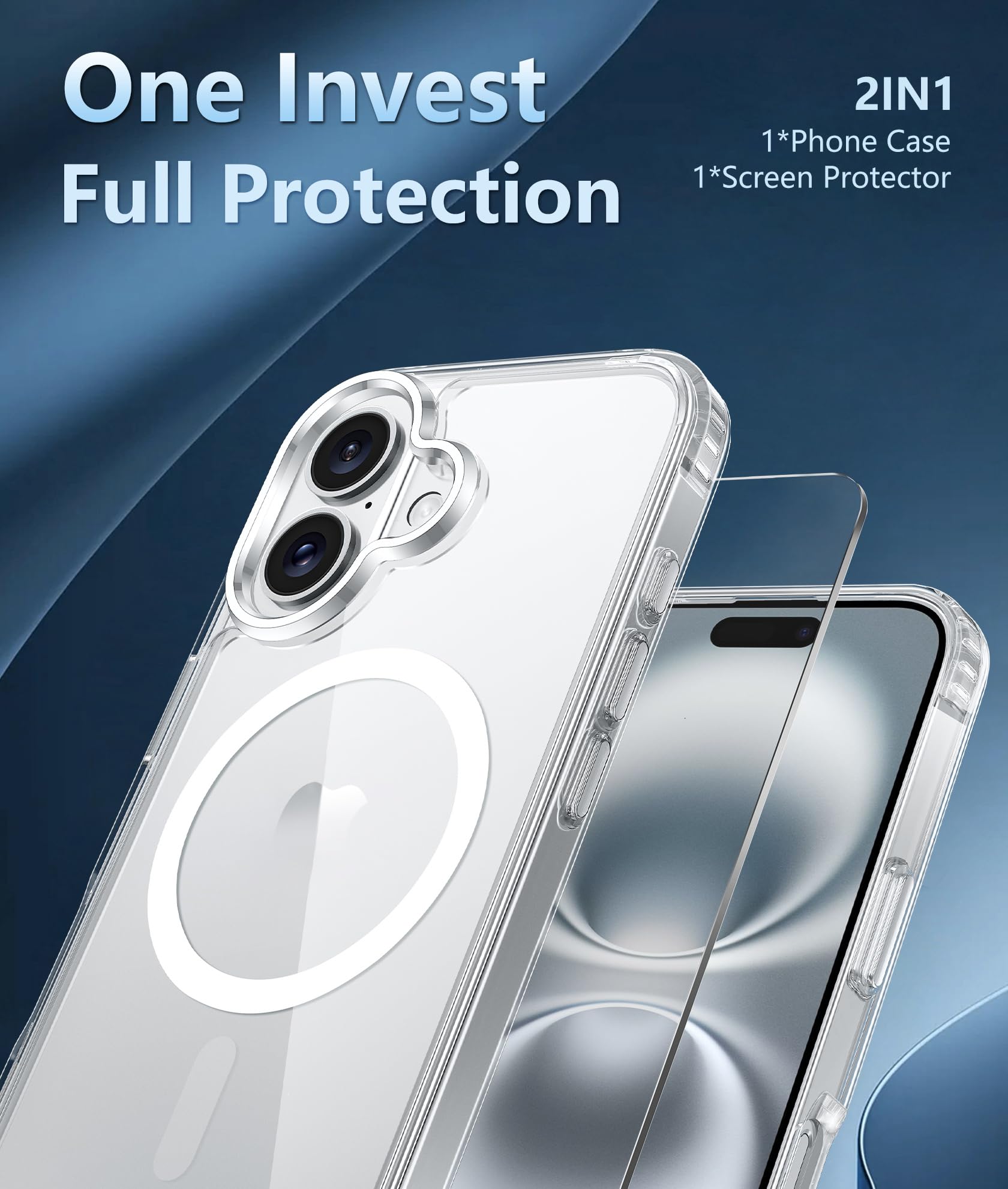 FNTCASE for iPhone 16 Case Clear: Magnetic Phone Cases with Screen Protector Drop Proof Compatible with Magsafe Slim Anti Yellowing Rugged Shockproof Protective Cell Cover (A-Clear Magnetic) - Available at All In One Marketplace Canada