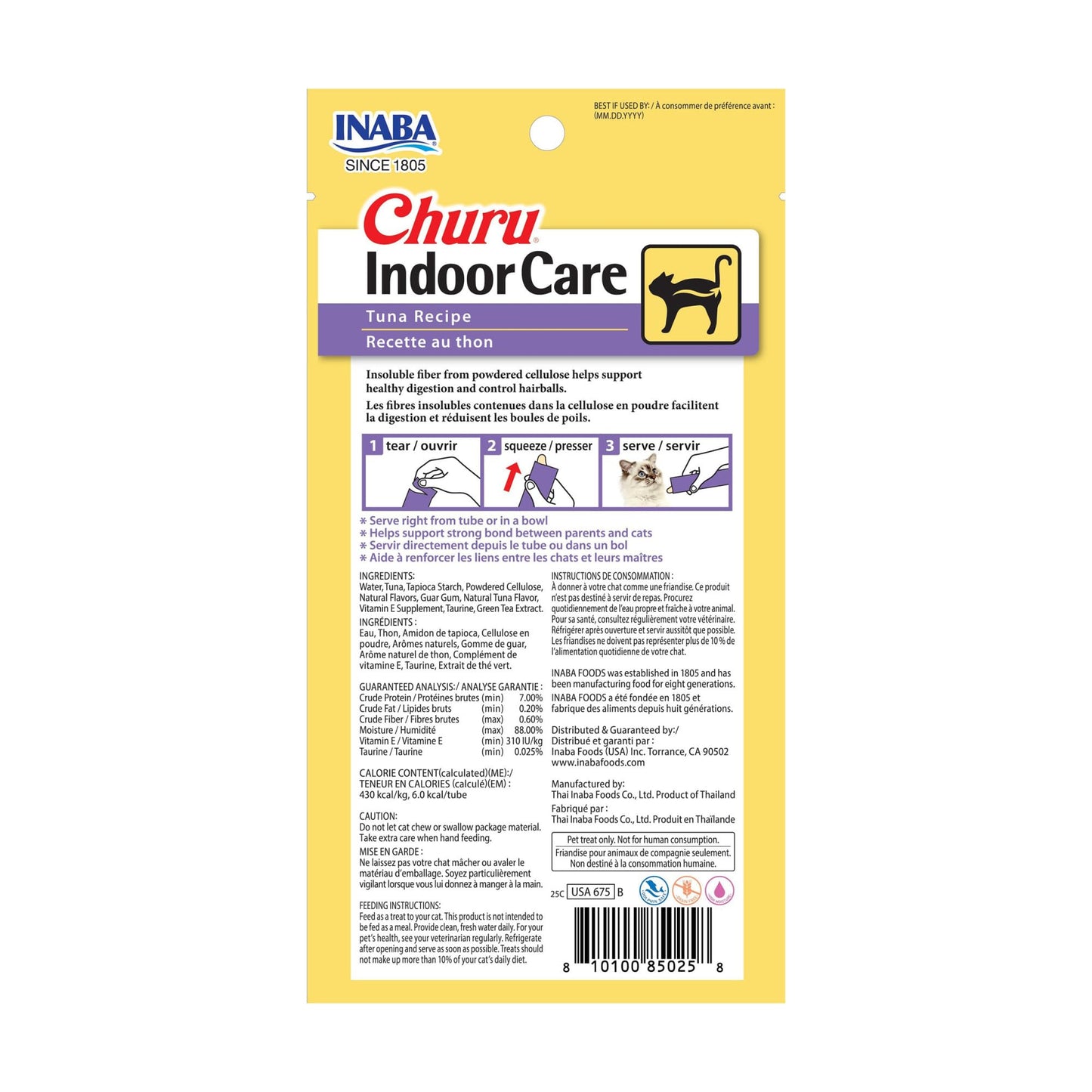 INABA Churu Indoor Care Cat Treats Lickable Tubes, Tuna, 24ct