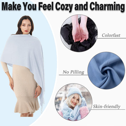 Womens Scarf Pashmina Shawls & Wraps 79x28 Acrylic Blend Silver 🍁 All In One Marketplace Canada