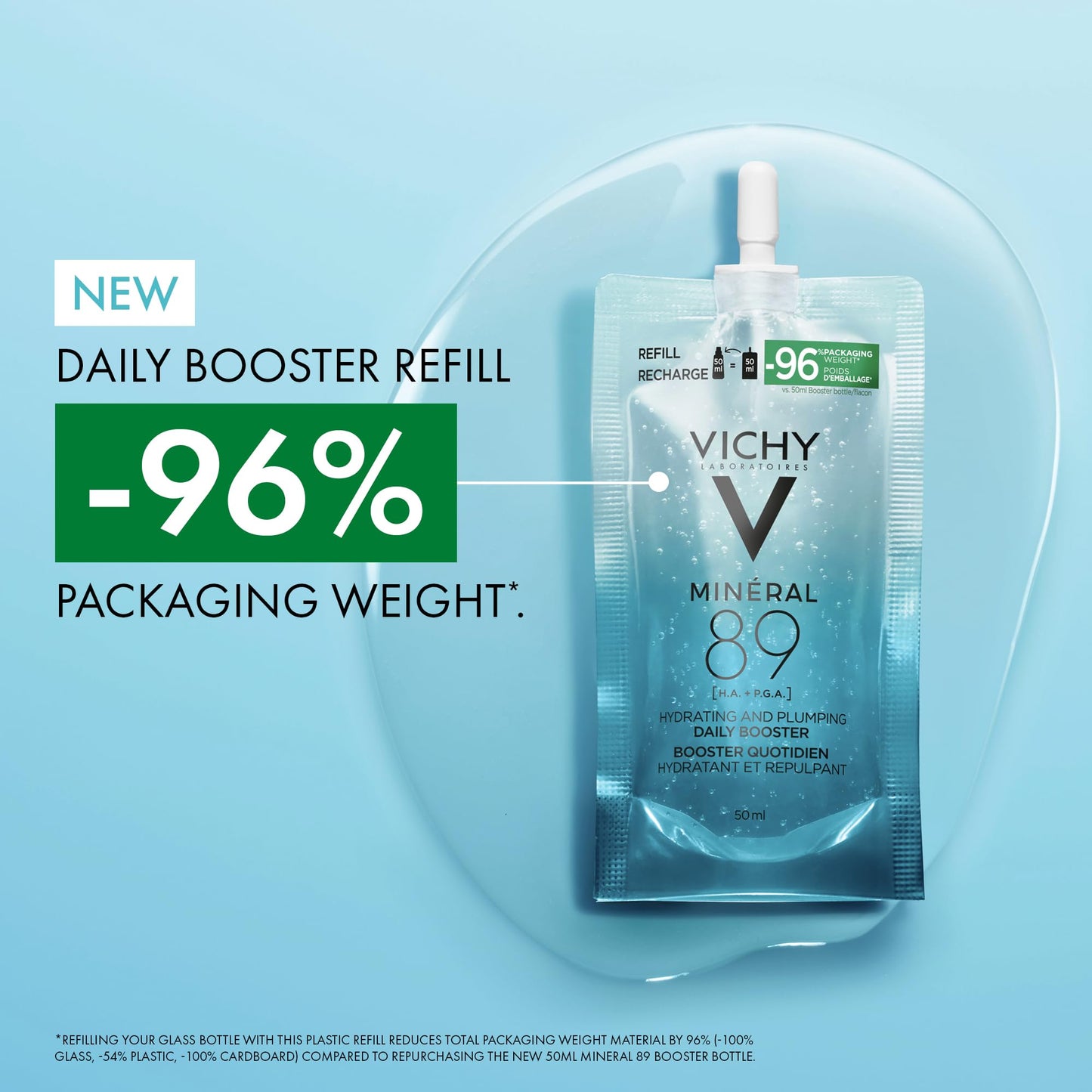 Vichy Hydrating Hyaluronic Acid Serum, Mineral 89 Serum and Daily Skin Booster with Natural Origin Hyaluronic Acid, Hydrates and Strengthens Sensitive Skin, 50mL - Available at All In One Marketplace Canada