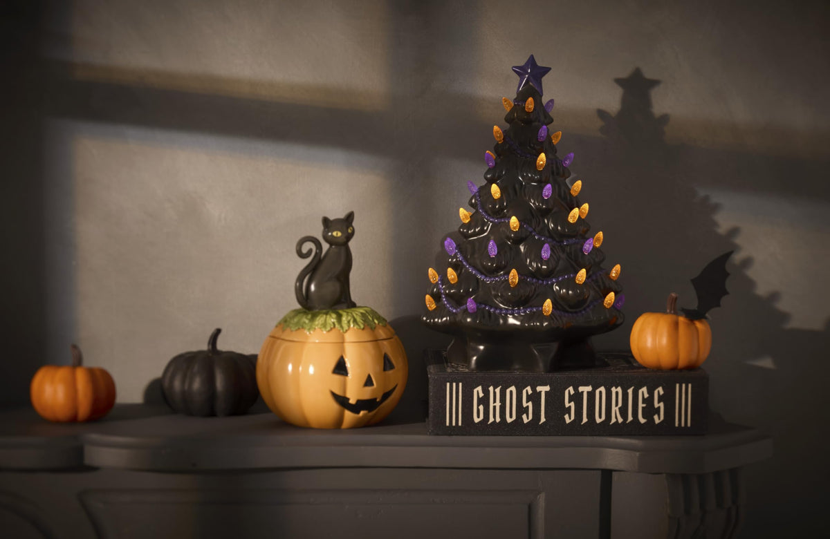 Figurine Lenox Treasured Traditions, sapin noir lumineux pour Halloween et Noël