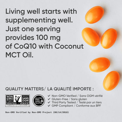 Sports Research® CoQ10 (100mg) Enhanced w/Coconut Oil & Bioperine (Black Pepper) for Better Absorption | Vegan Certified, Non-GMO Verified (120 Veggie Softgels) - Available at All In One Marketplace Canada