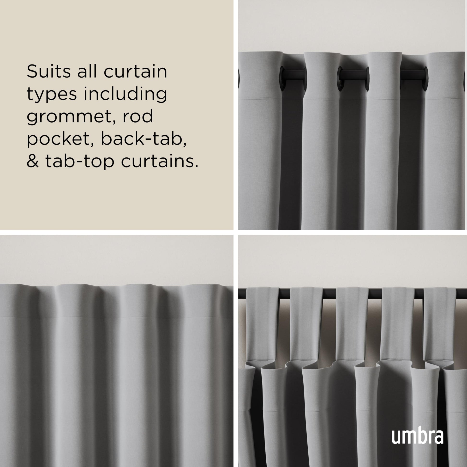 Umbra Twilight Double Curtain Rod Set – Wrap Around Design Ideal for Blackout or Room Darkening Panels, 66 to 144 Inches, Black Umbra