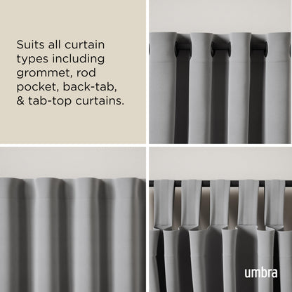 Umbra Twilight Double Curtain Rod Set – Wrap Around Design Ideal for Blackout or Room Darkening Panels, 30 to 84 Inches, Black Umbra