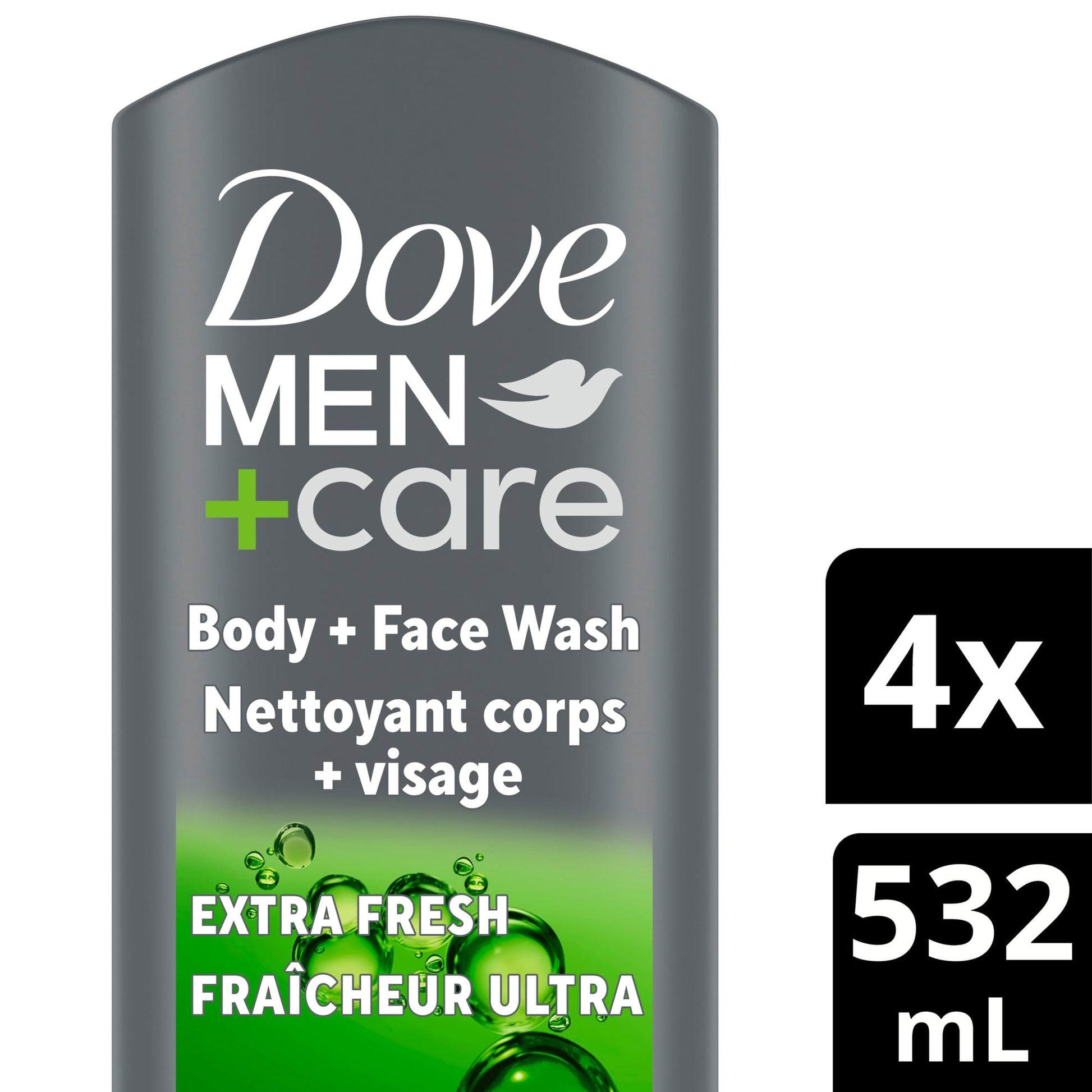 Dove Men+Care Body and Face Wash, with 24-hour Nourishing Micromoisture for Healthy & Smooth Skin, Extra Fresh, Men's Body Wash, 532ml - Available at All In One Marketplace Canada