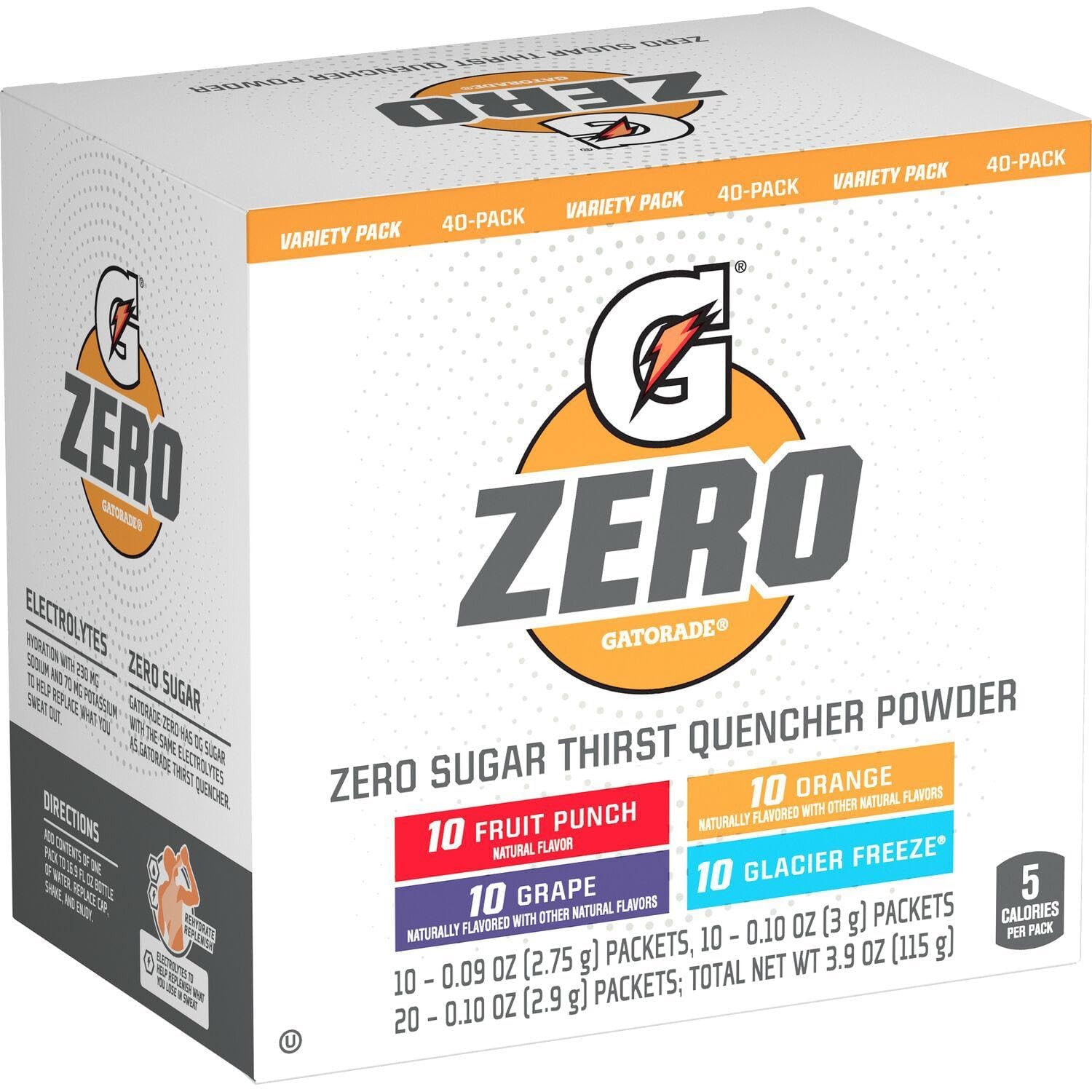 Gatorade G Zero Powder Variety Pack - 40 Individual Packets