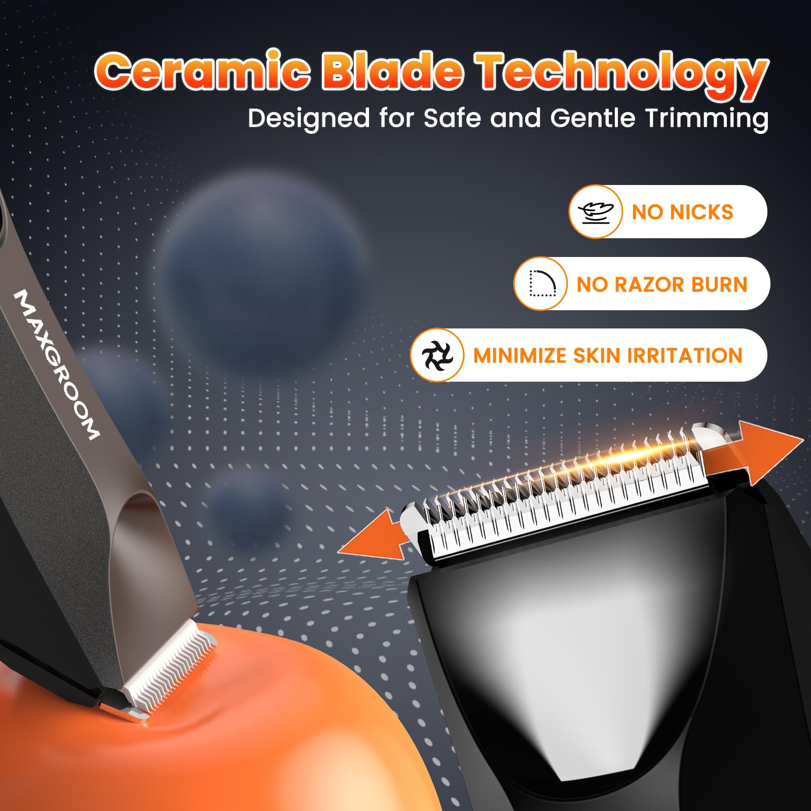 MAXGROOM Manscape Body Hair Trimmer for Men, Waterproof Pubic Hair Trimmer, Electric Razor Men with LED Light, 3mm & 6mm Guide Comb and Travel Pouch - Available at All In One Marketplace Canada