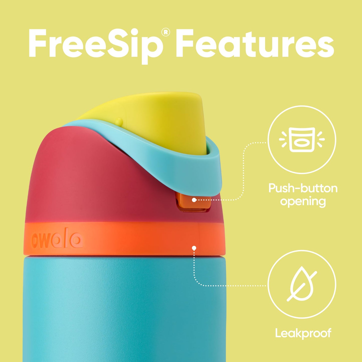 Owala FreeSip Insulated Stainless Steel Water Bottle with Straw for Sports and Travel, BPA-Free, 24-oz, Red/Aqua (Summer Sweetness)