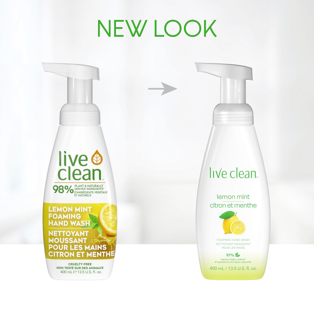 Live Clean Foaming Hand Wash, Lemon Mint, 400 mL, 4 Count