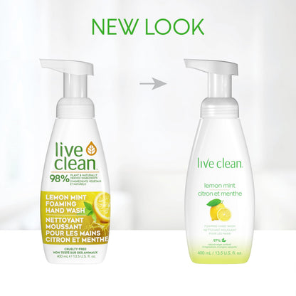 Live Clean Foaming Hand Wash, Lemon Mint, 400 mL, 4 Count