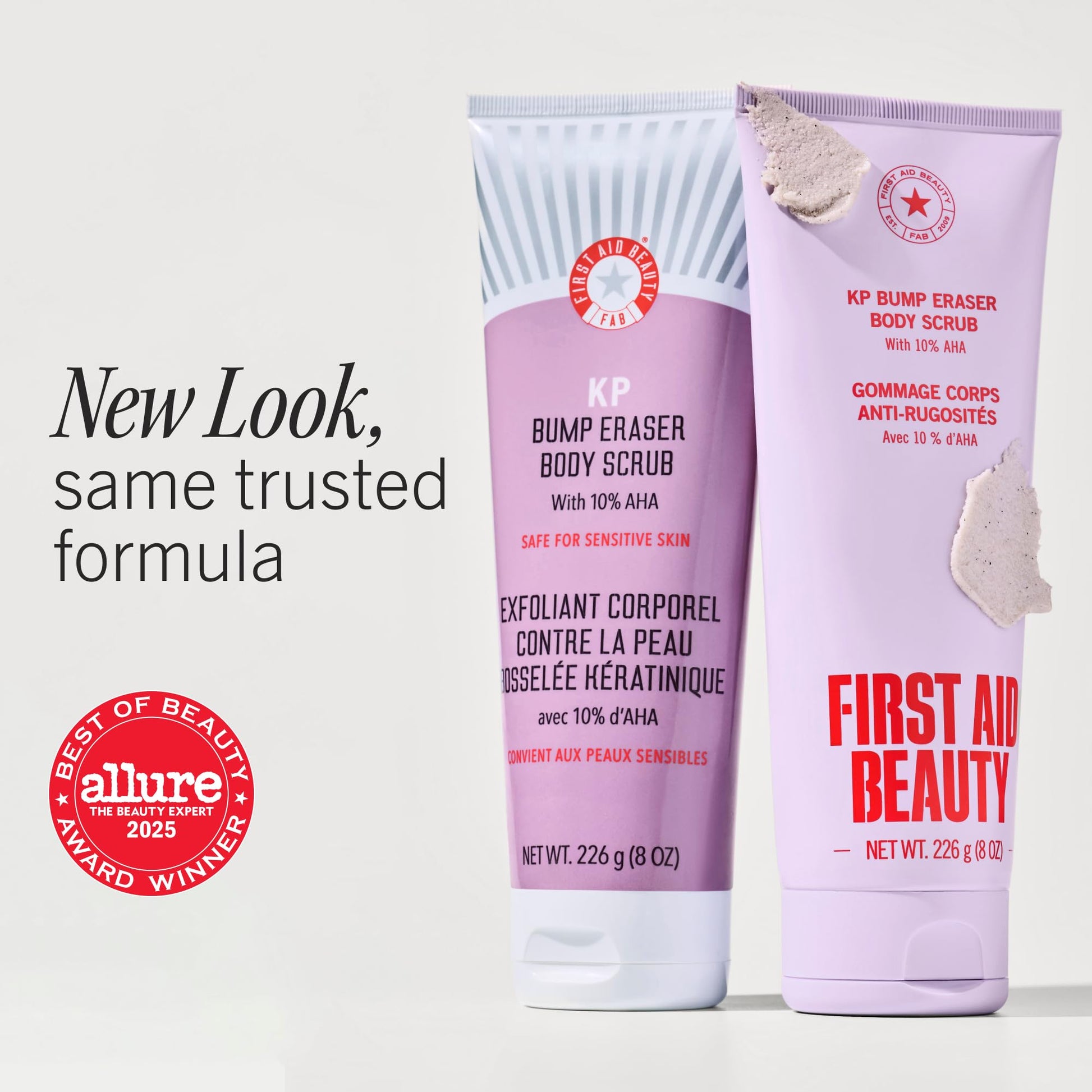 First Aid Beauty KP Bump Eraser Body Scrub, 10% AHA Keratosis Pilaris Exfoliator - Glycolic & Lactic Acid with Pumice, Treatment for Strawberry Legs, Razor Bumps & Rough Bumpy Skin, Safe for Sensitive Skin, 10 oz, Unscented First Aid Beauty