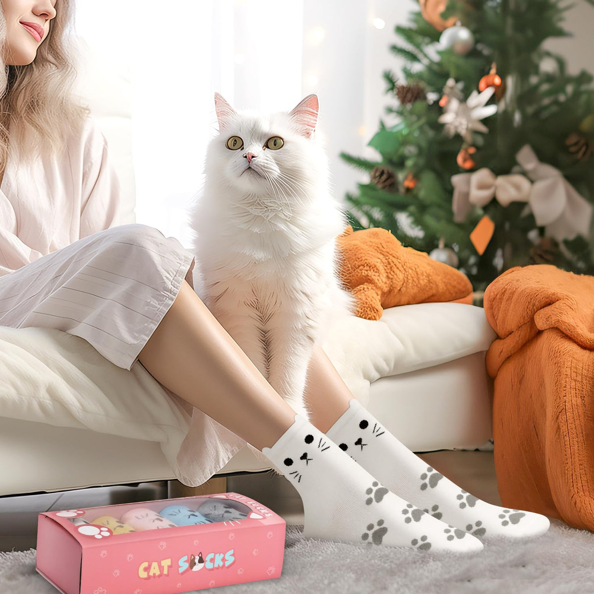 Funny Cat Socks Box for Women Teen Girls, Cute Cat Lovers Gifts, 5 Pairs 🍁 All In One Marketplace Canada