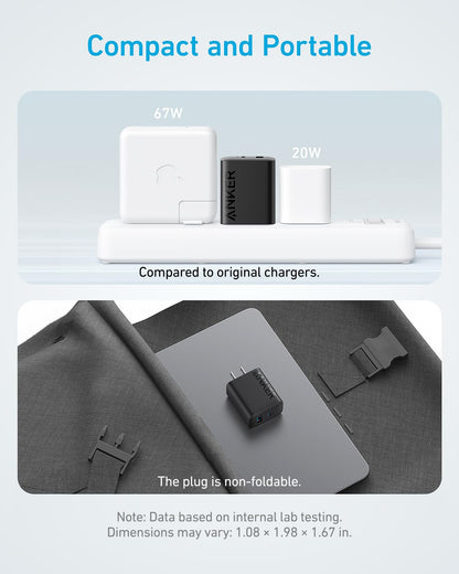 Anker iPhone 17/16 Charger, 2-Pack 20W Fast USB C Charger Block, for iPhone 17/16/16 Pro Max/15 Series/iPad Pro and More (2 Pack & 2 Cable)(Black) - Available at All In One Marketplace Canada