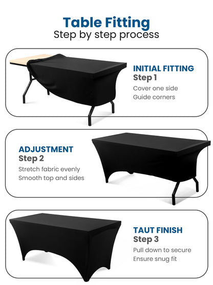 Utopia Kitchen Spandex Tablecloth 2 Pack [6FT, Black] Tight, Fitted, Washable and Wrinkle Resistant Stretch Rectangular Patio Table Cover for Event, Wedding, Banquet & Parties [72Lx30Wx30H] Inch