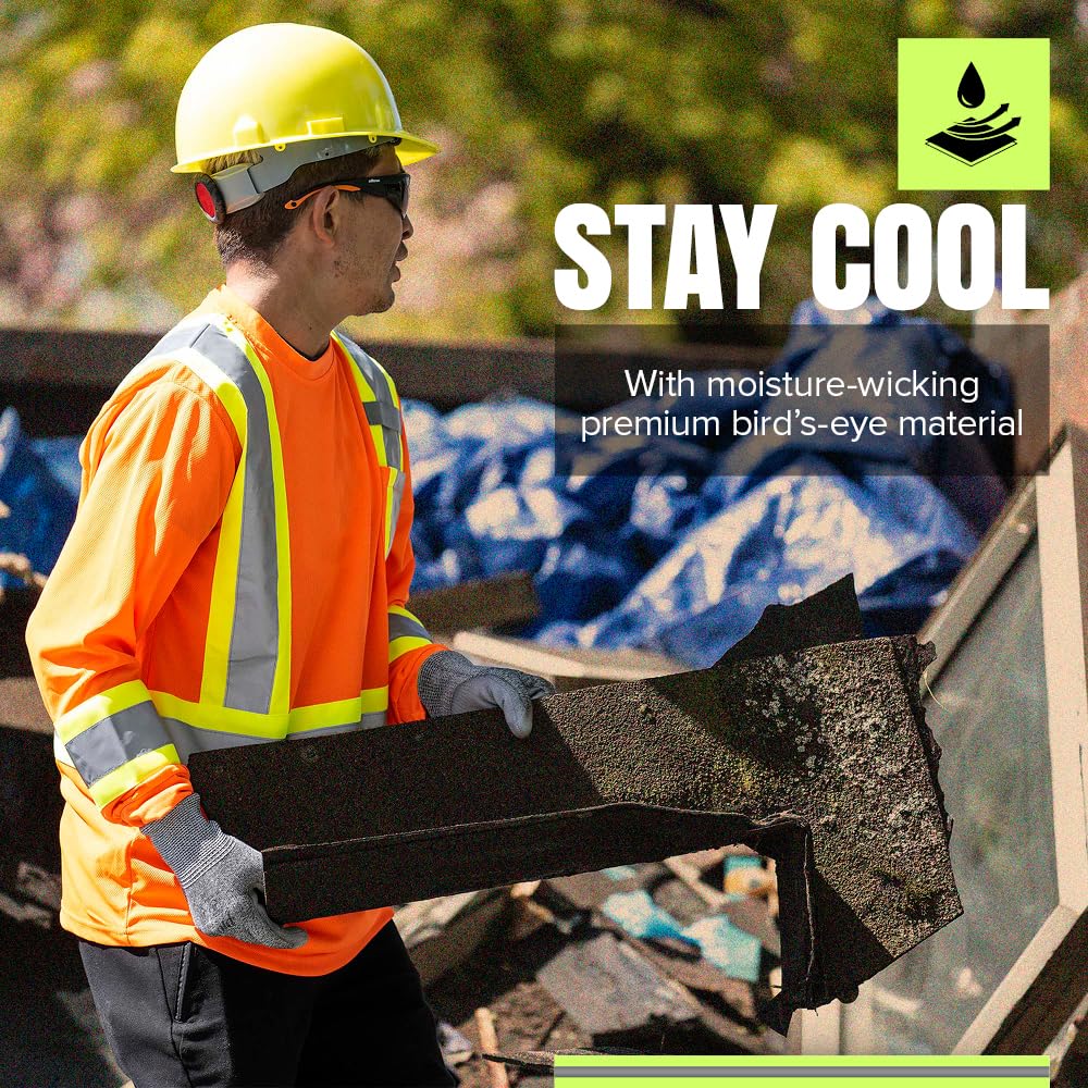 Pioneer High Vis Shirt for Men - Safety Long Sleeve T-shirt - Class 2 🍁 All In One Marketplace Canada