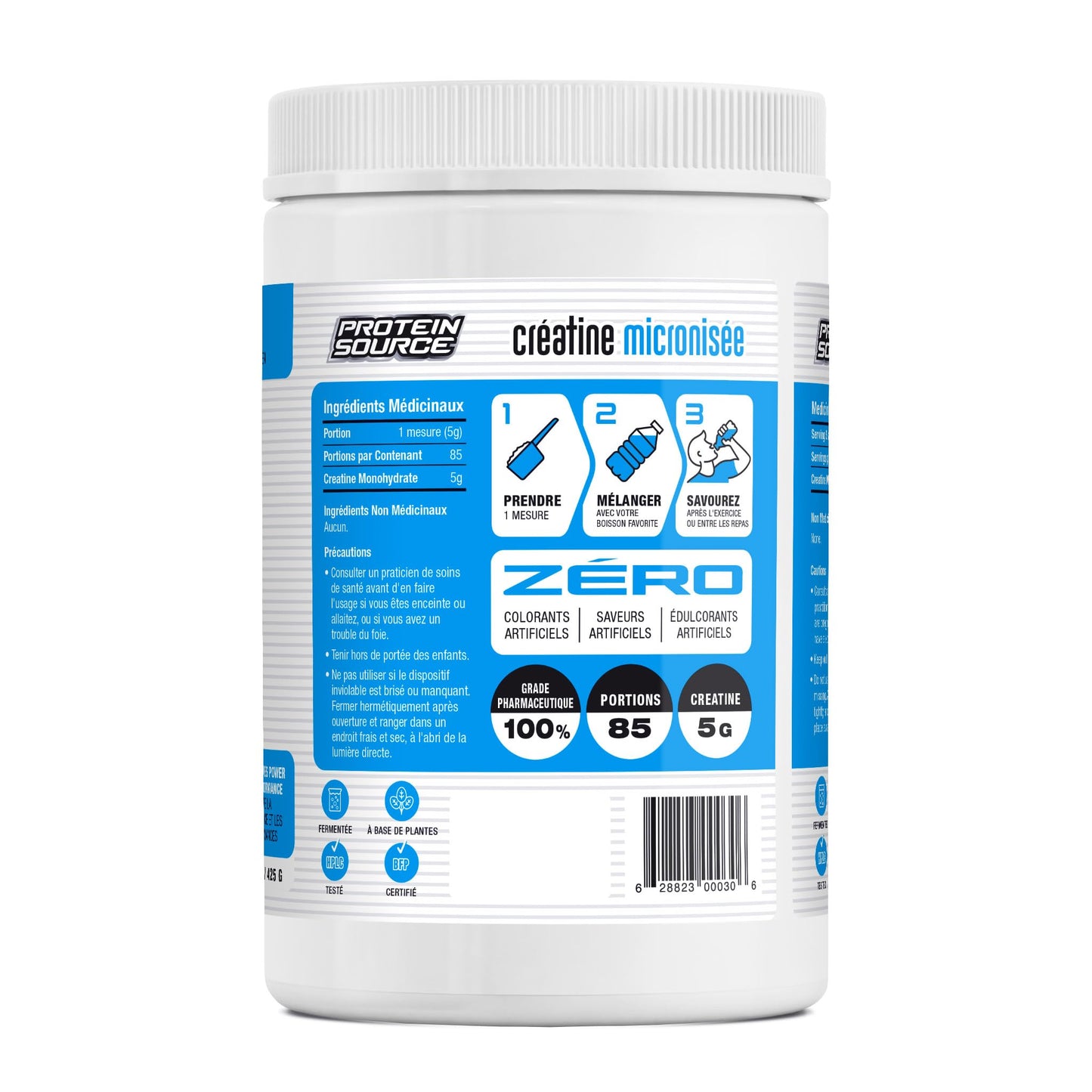 Protein Source Creatine Monohydrate Powder | Micronized 425G - MADE IN CANADA - Increase Strength - Reduce Fatigue - Lean Muscle Building - 100% Pure Creatine - Better Absorption - Supports Muscle Growth - Unflavored - 85 Servings - Available at All In One Marketplace Canada