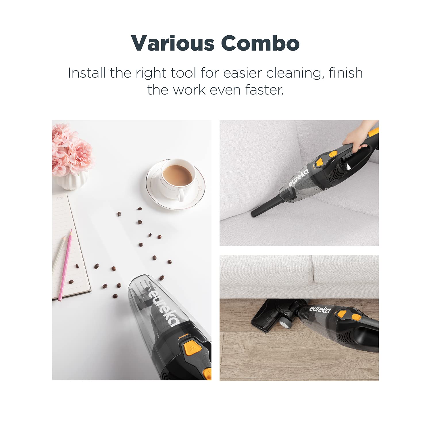 Eureka Home Lightweight Corded Stick Vacuum Cleaner, Powerful Suction Convenient Small Vacuum for Hard Floor, 3-in-1 Hand Vacuum, Blaze Black, NES212C - Available at All In One Marketplace Canada