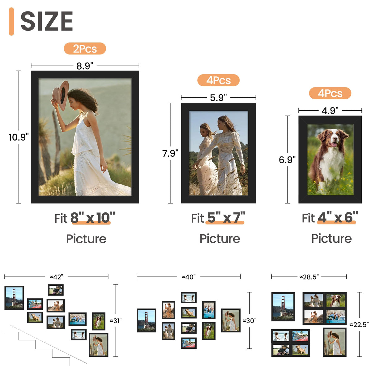upsimples Picture Frames, 10 Pack Gallery Wall Frame Set,Black 🍁 All In One Marketplace Canada