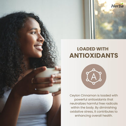 Herba Ceylon Cinnamon Capsules 4000mg - 180 Vegetable Capsules | Powerful 20:1 Extract from Sri Lanka | Equivalent to 4,000mg Dry Ceylon Cinnamon Powder | Made in Canada - Available at All In One Marketplace Canada