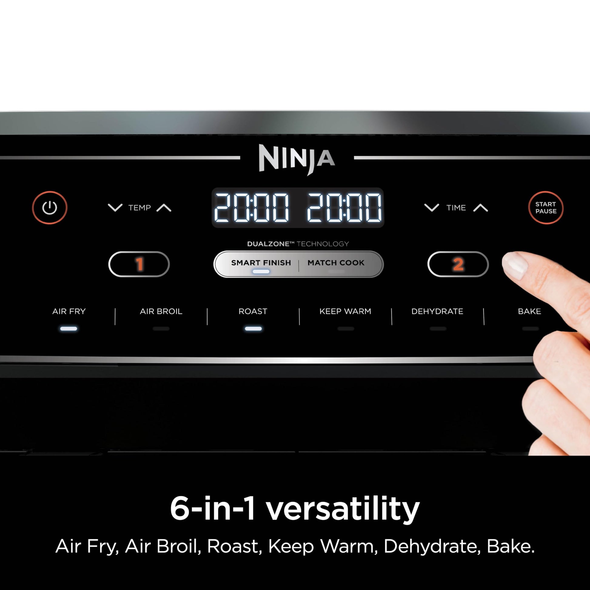 Ninja Foodi 10-qt. 6-in-1 DualZone XL Air Fryer, 2 Independent Baskets, Match Cook & Smart Finish to Air Fry, Air Broil, Roast, Bake, Dehydrate, & Keep Warm, Black, DZ302C (Canadian Version)