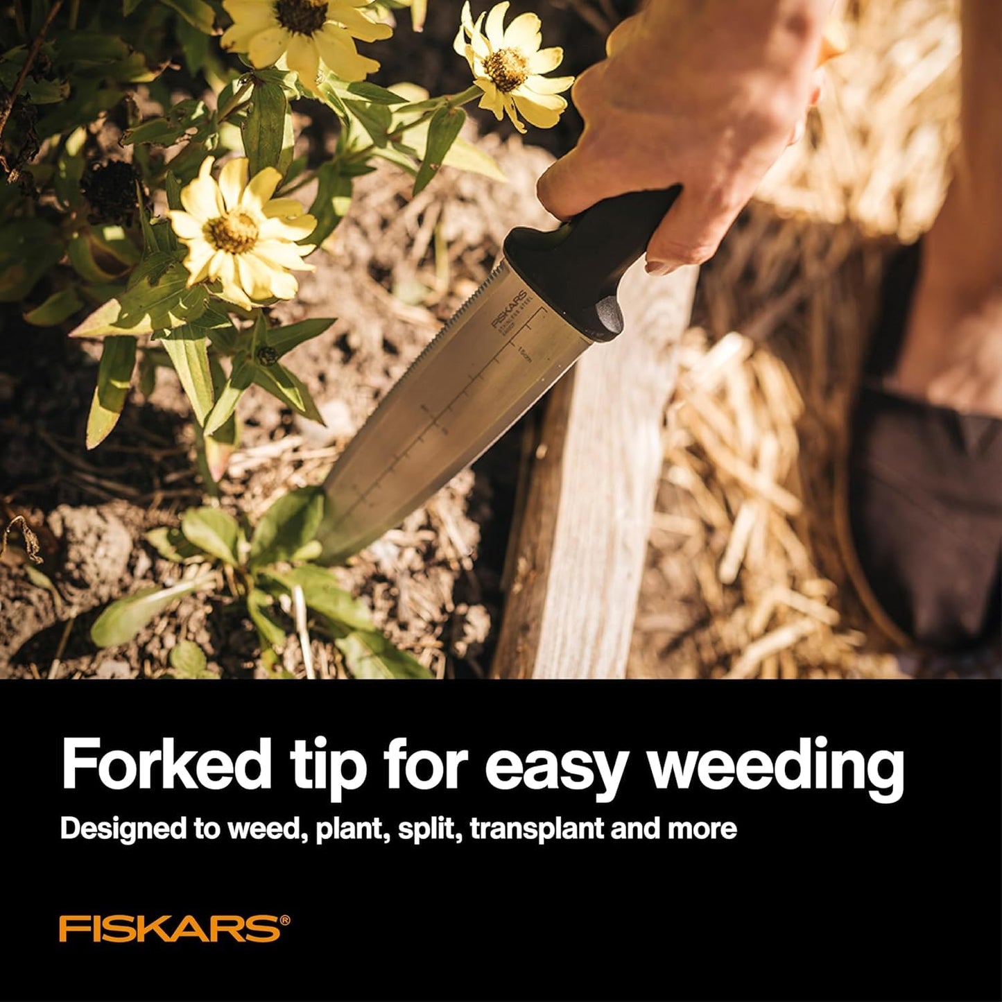 Fiskars Hori Hori Garden Knife, Precision-Ground Serrated Blade, Forked Tip Weeding & Planting Tool,Stainless Steel Adjustable Fiskars