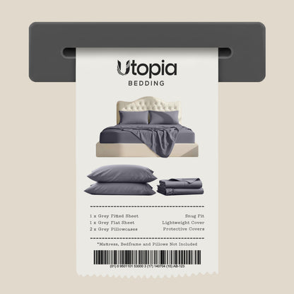 Utopia Bedding Queen Bed Sheets - 4 Piece Queen Size Cooling Sheet Set - Hotel Luxury Soft Breathable Microfiber, Oeko-TEX, Deep Pocket Easy Fit & Care, Fade & Wrinkle Resistant, Grey