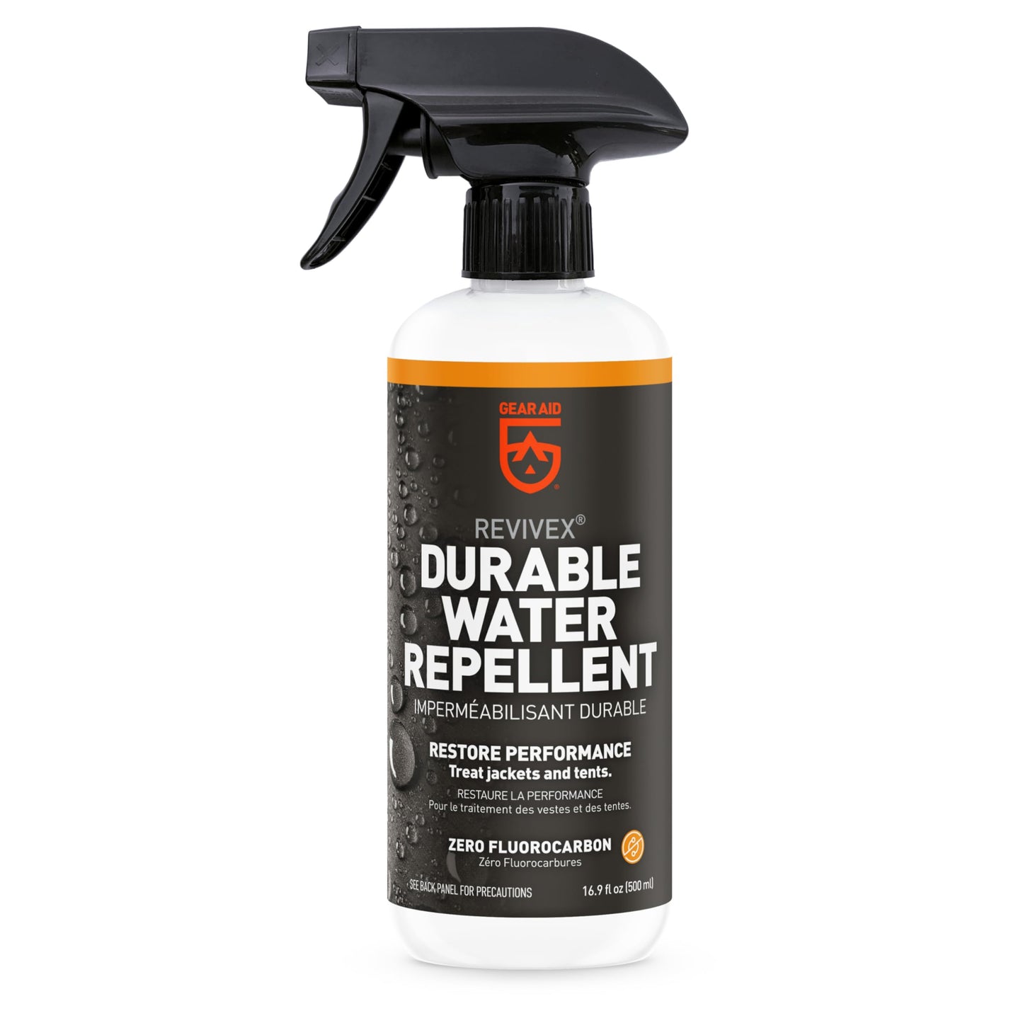 GEAR AID Revivex Durable Water Repellent (DWR) Spray for Waterproofing, Restoring Performance on Nylon Jackets, Gore-TEX, Paddle and Camping Gear, Non-aerosol 16.9 fl oz Gear Aid