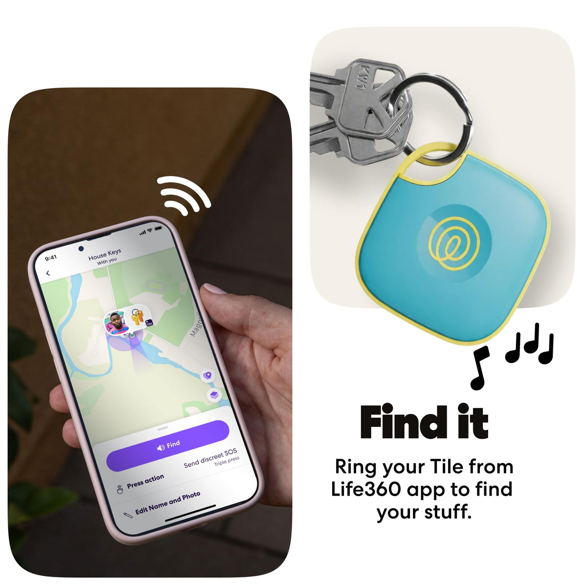 Life360 Tile - Bluetooth Tracker, Keys Finder and Item Locator for Keys, Bags and More. Phone Finder. Both iOS and Android Compatible. 1-Pack (Aqua Lemon)