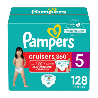 Pampers Diapers - Cruisers 360 degrees - Size 5, 128 Count, up to 100% Leakproof Fit, Designed for Active Babies, Pull On Diaper, EZ Off Tabs Designed for Easy Changes