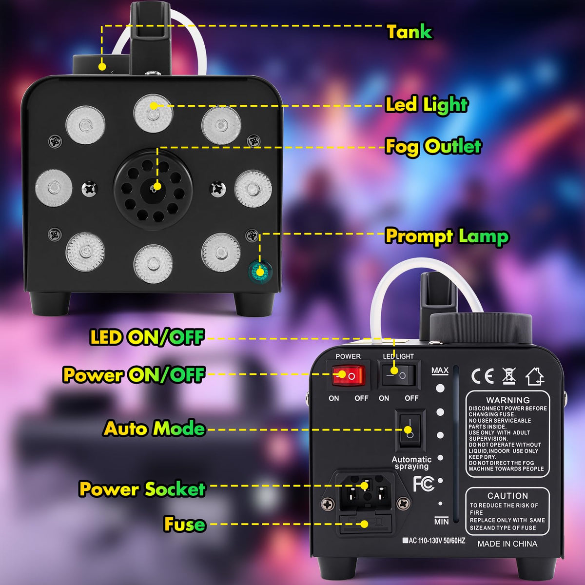AGPtEK Fog Machine, 500W Smoke Machine with Remote Control, LED Light 🍁 All In One Marketplace Canada