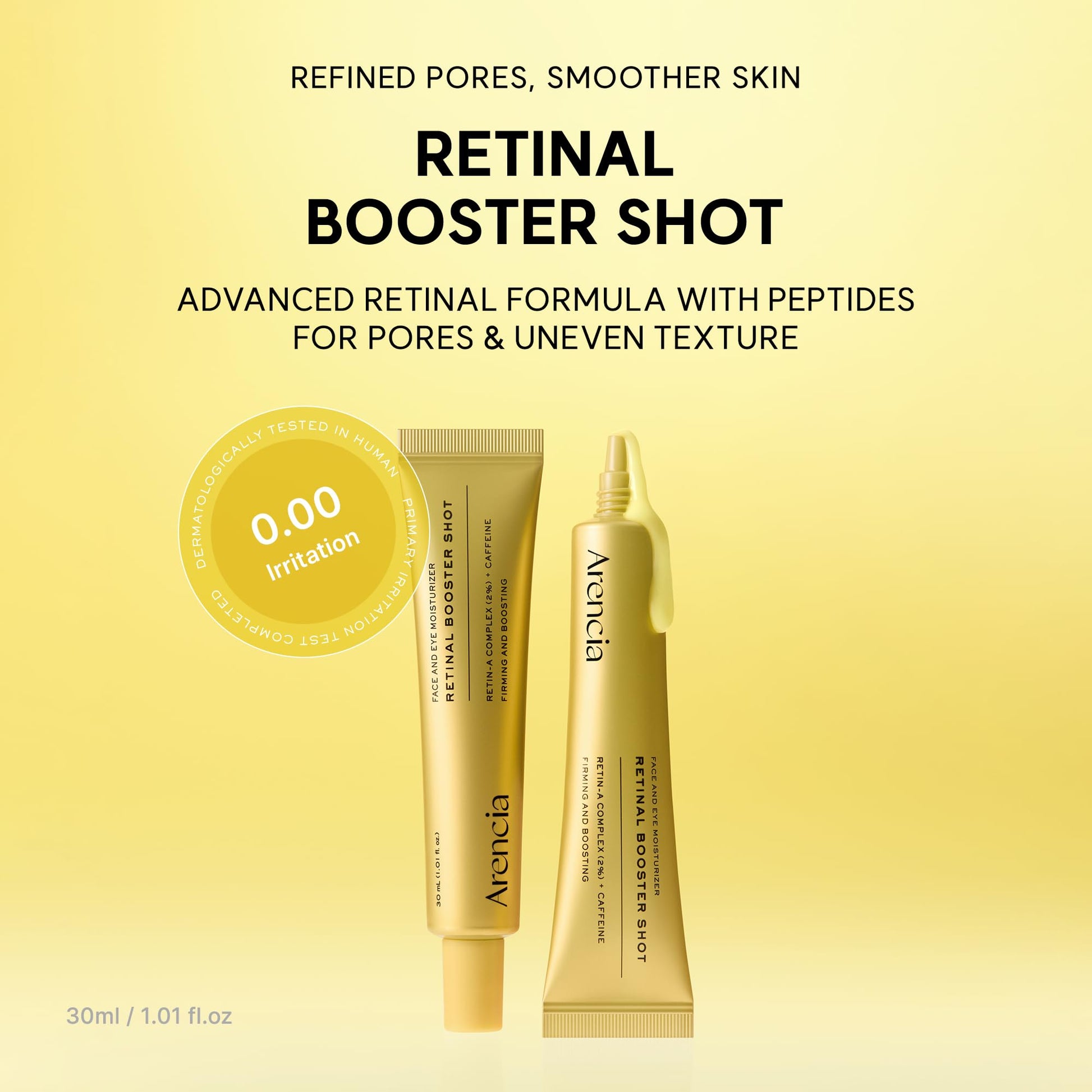 Arencia Retinal Booster Shot Serum, Firming Advanced Night Serum with Caffeine and Ectoin for Mature Skin, Pore Minimizing, WFine Lines & Wrinkles, Korean Skincare 30ml