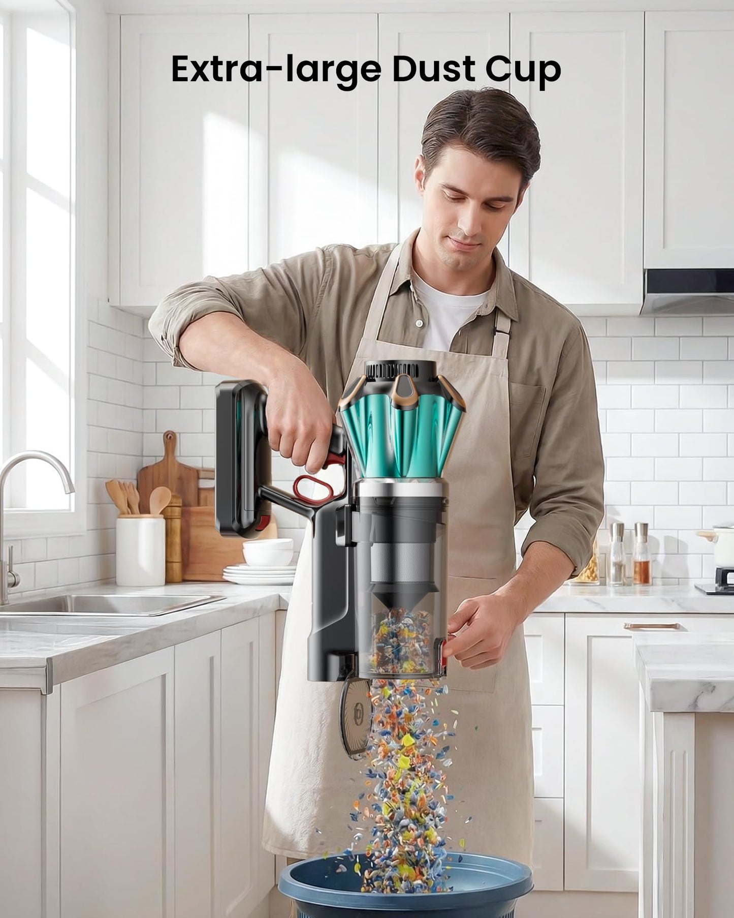 Cordless Vacuum Cleaner, 650W 55KPA 70 Mins Vacuum Cleaners with Hurricane Mode, Anti-Tangle Brush, 1.8L Dust Cup, Self-Standing Stick Vacuum Cordless for Hard Floors, Carpet & Pet Hair - Available at All In One Marketplace Canada