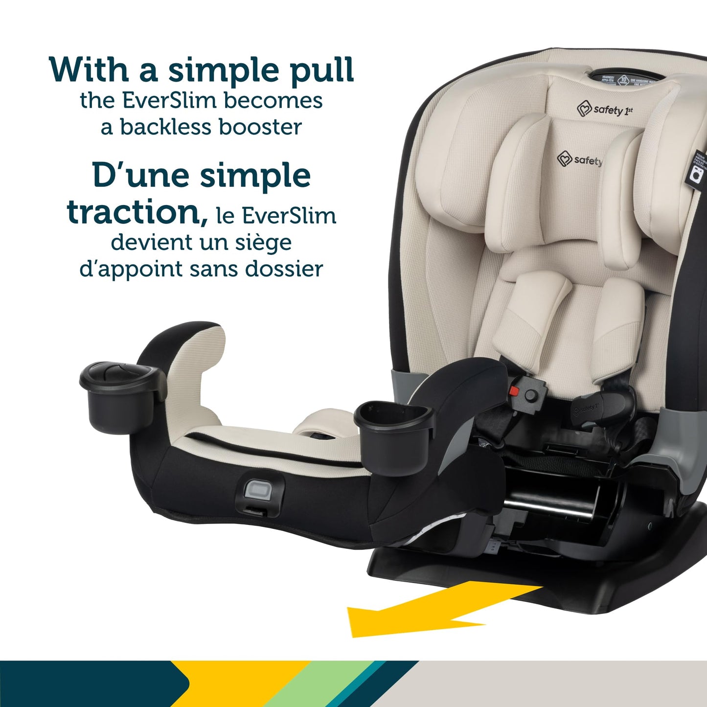 Safety 1st EverSlim 4-in-1 Convertible All-in-One Car Seat, infant to toddler, rear and forward facing, booster mode, backless booster, Fits 3 across, Washable seat, Birth to 10 years, Dunes Edge 🍁 All In One Marketplace Canada