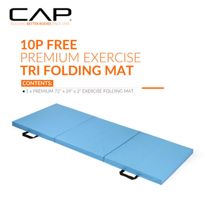 CAP Barbell Folding Exercise Mat – Durable, Anti-Tear, Thick Padding for Fitness, Aerobics, Gymnastics & Home Workouts. 72"L x 24"W x 2"Thick. BLUE 🍁 All In One Marketplace Canada