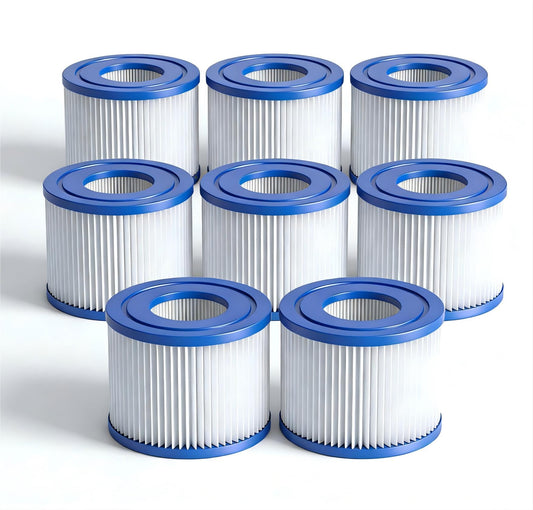 KGC 8 Pack Type VI Hot Tub Spa Filters Compatible with Coleman Saluspa 90352E 58323E 90427E, Lay-Z-Spa Hot Tub Filter Cartridge, Inflatable Hot Tub Filters Replacements Swimming Pool Pump Filter