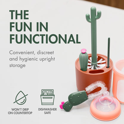 Boon Cacti Bottle Cleaning Brush Set, Terracotta , 4 Piece Set 🍁 All In One Marketplace Canada
