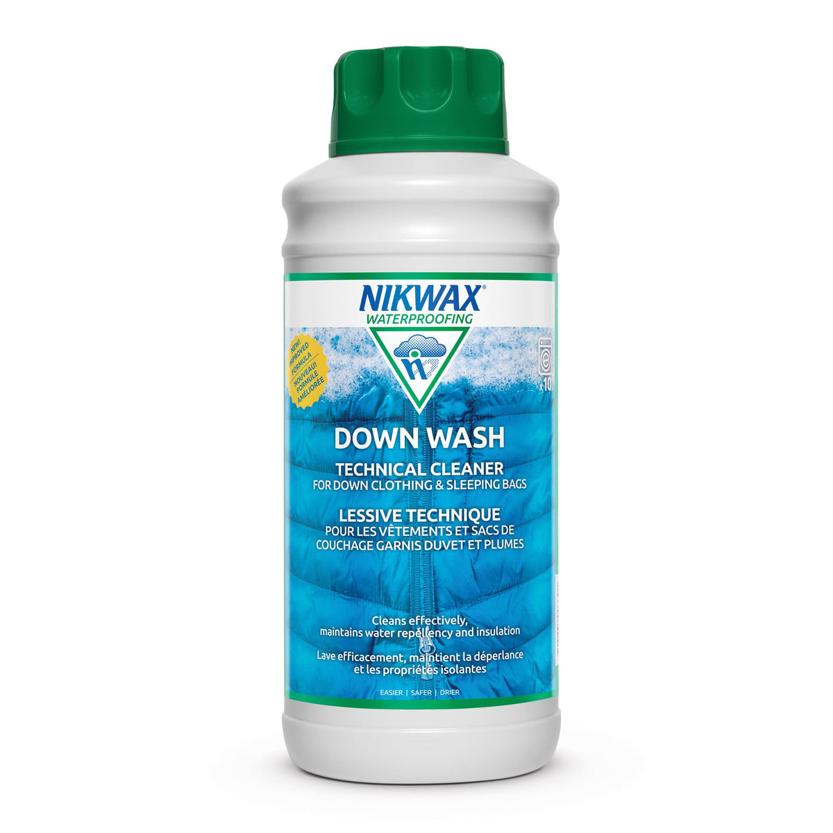Nikwax Down Wash, 1L, Safely Cleans Down Jackets, Vests, Sleeping Bags