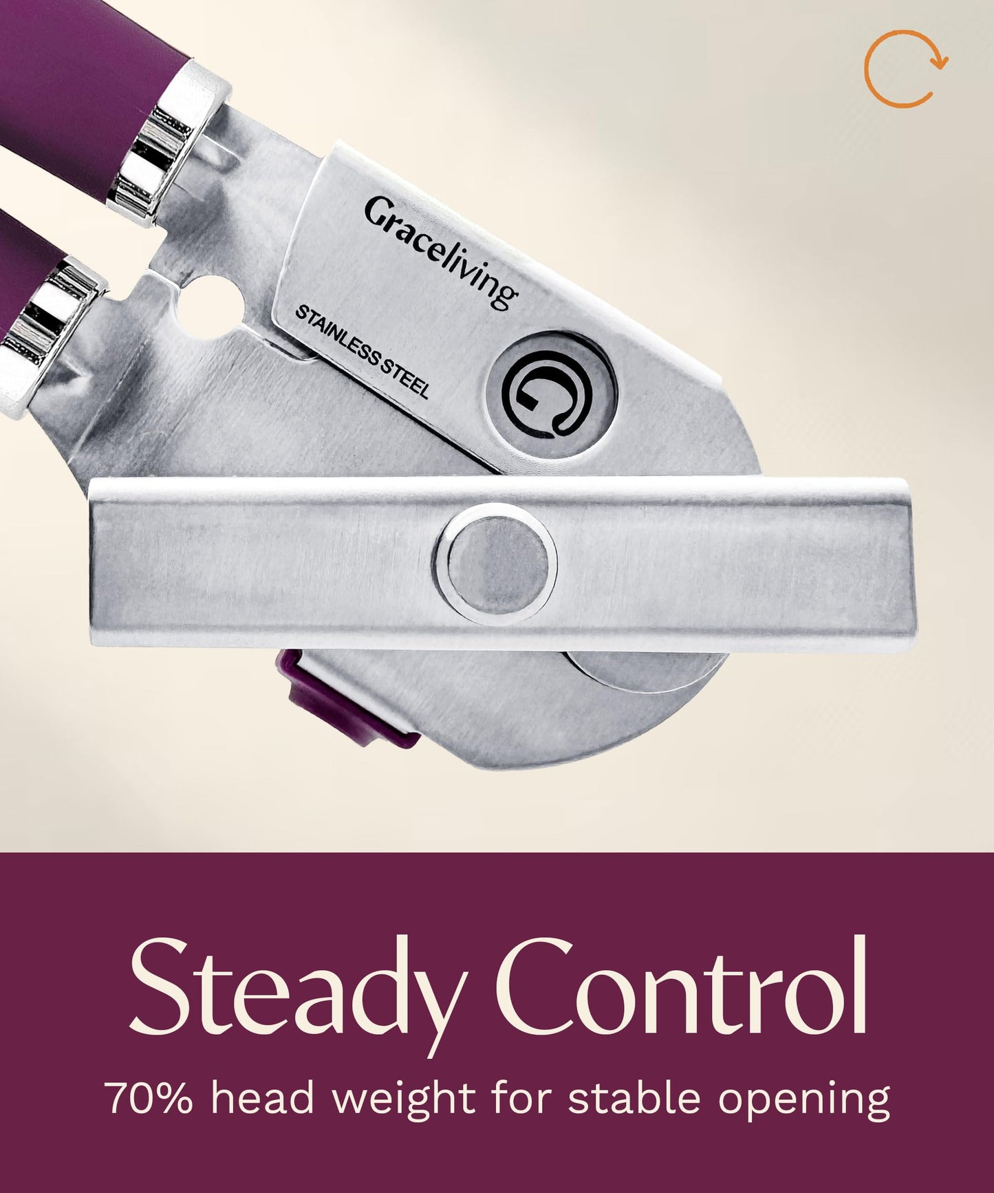 Graceliving Premium Multifunction Magnetic Manual Can Opener and Bottle Opener, Heavy Duty Stainless Steel Sharp Cutting Blade and Oversized Easy Turn Knob, Soft-Touch Handle, Kitchen Use, Mauve - Available at All In One Marketplace Canada