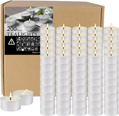 200-Pack 6-Hour White Smokeless Unscented Tealight Candles | Long-Burning Votives for Shabbat, Weddings, Christmas, Home Decor, Dinner Parties, Churches, Centerpieces & Holiday Events 🍁 All In One Marketplace Canada