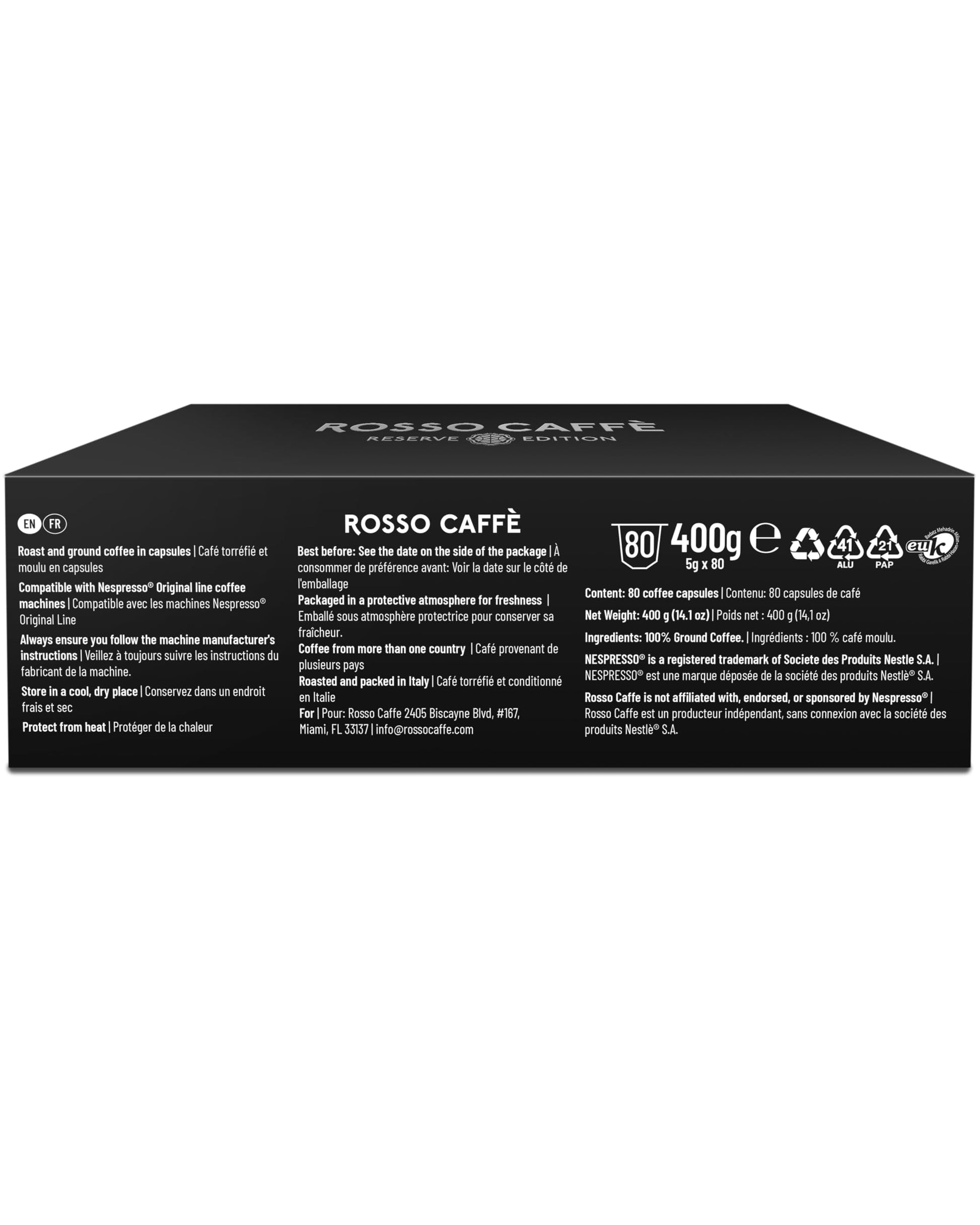 ROSSO CAFFÈ Espresso Coffee Capsules for Nespresso Original Machines - 80 Pod Variety Pack, 8 Distinct Blends, Medium to Dark Roast - Italian Made