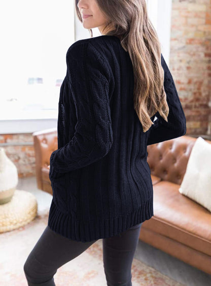 PRETTYGARDEN Women's Cable Knit Cardigan Sweaters Fall(Navy,L) 🍁 All In One Marketplace Canada