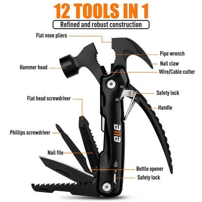 BIIB Gifts for Men, 12 in 1 Hammer Multitool, Stocking Stuffers for Men Dad 🍁 All In One Marketplace Canada