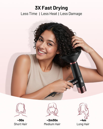 MESCOMB Dual Voltage Ionic Hair Dryer - 1875W Blow Dryer with Diffuser for Fast Drying, No Heat Damage, No Frizz, Low Noise | Lightweight | Compact, Travel Hair Dryer for Women & Men(100-240V)
